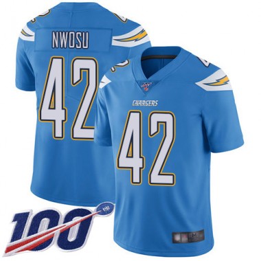Los Angeles Chargers NFL Football Uchenna Nwosu Electric Blue Jersey Men Limited 42 Alternate 100th Season Vapor Untouchable